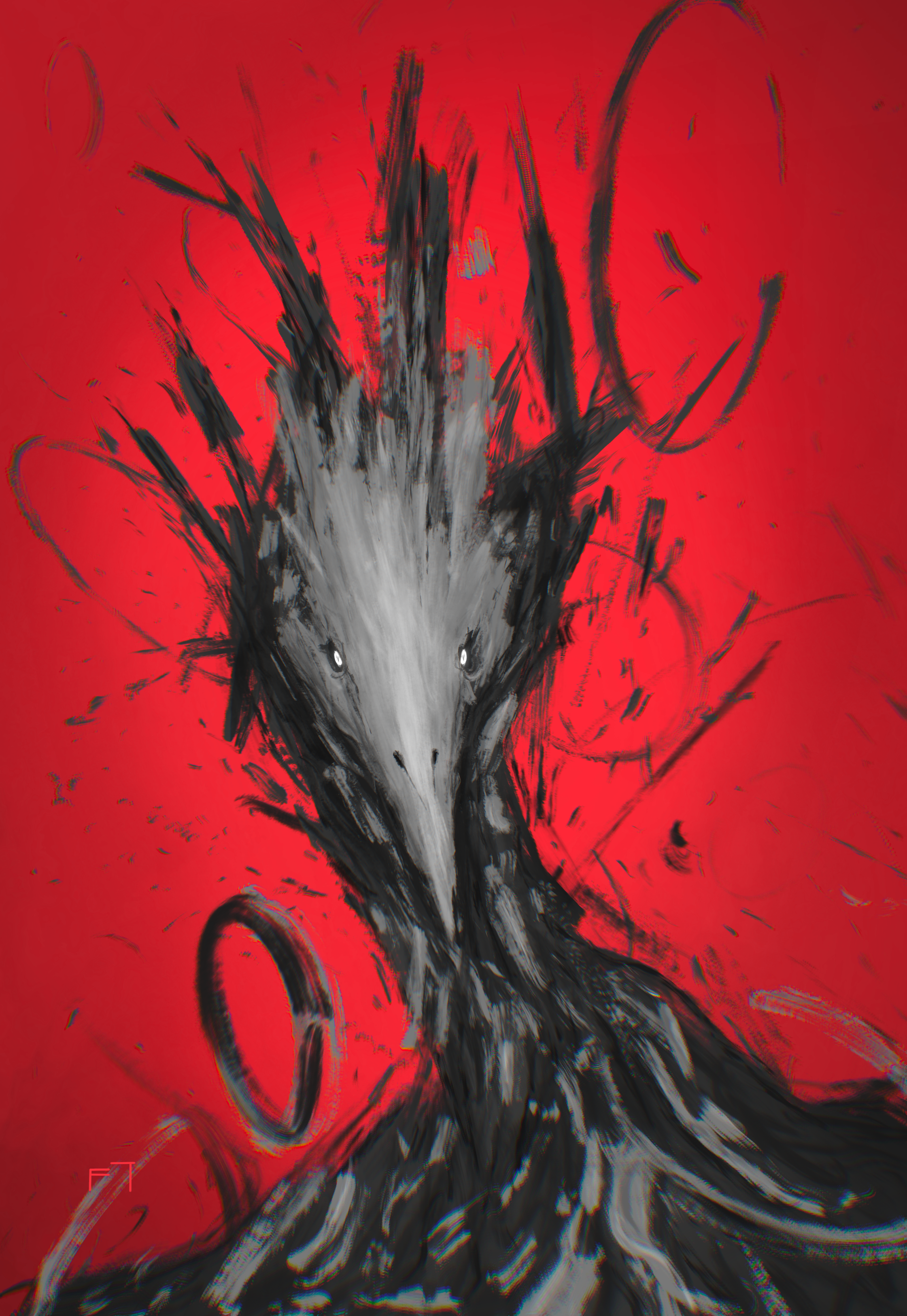 Birdy in Red Art Print